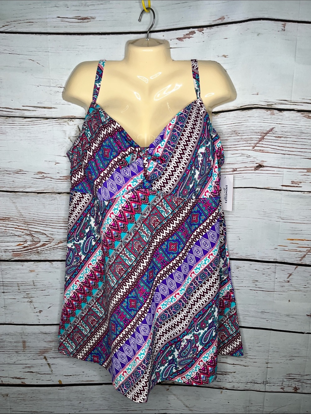 Swimsuits for All NWT Size 24 Aztec Paisley One Piece Bathing Suit Swim Dress